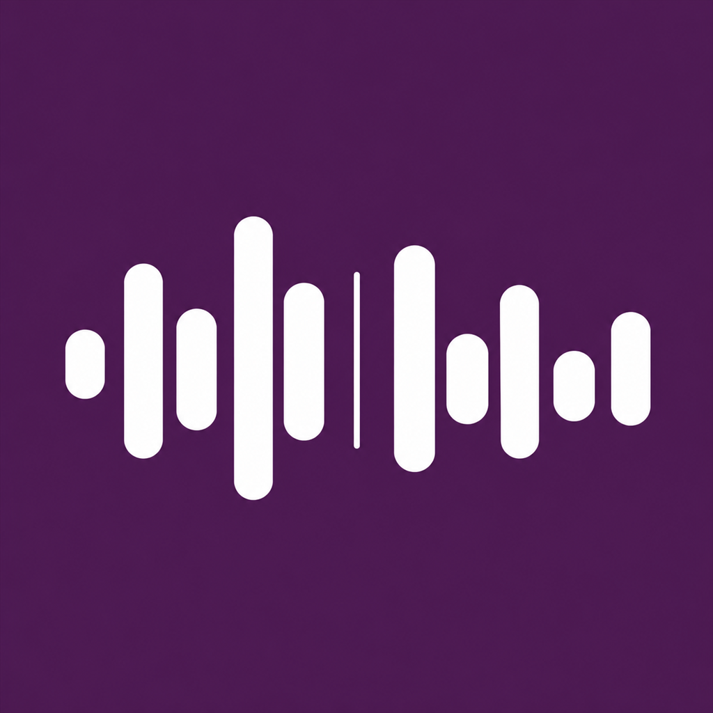 AudioFolio app icon: two distinct white waveforms on plum